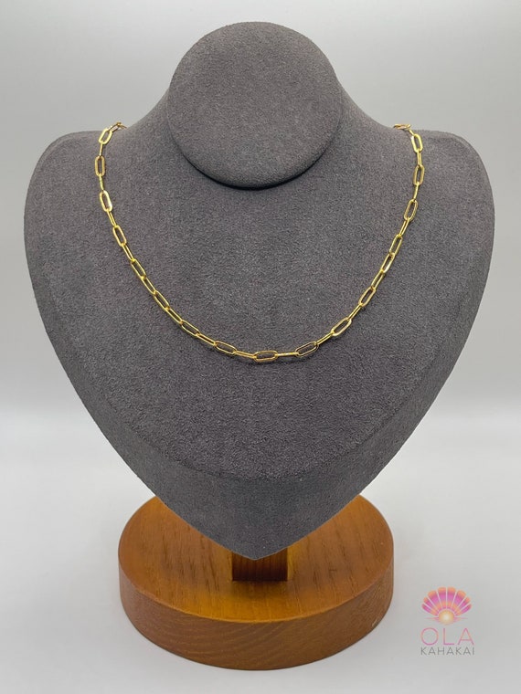 24K gold filled paper clip chain necklace. | Dalbit New York