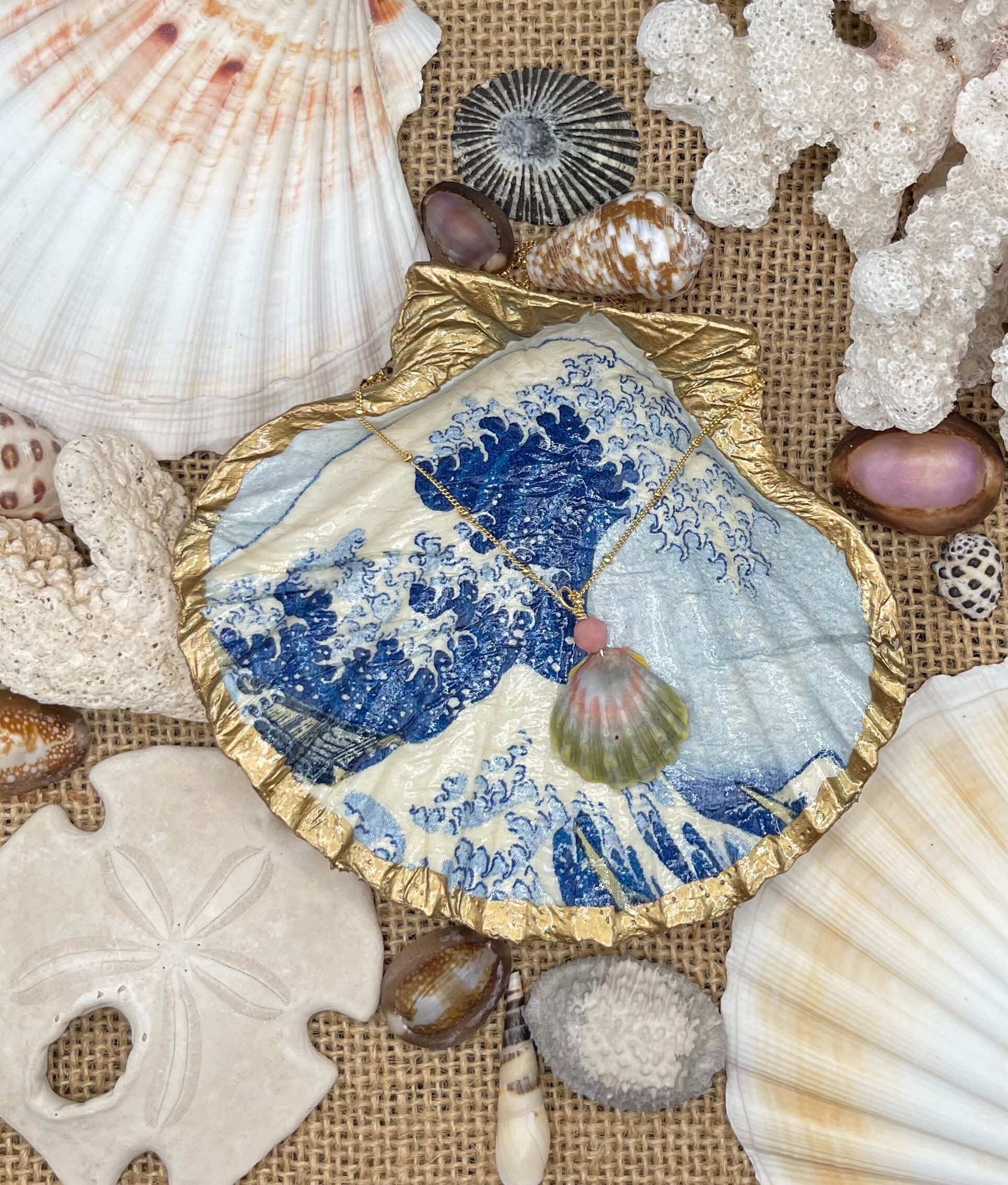 Decoupage Shell Jewelry and Trinket Dish Etsy