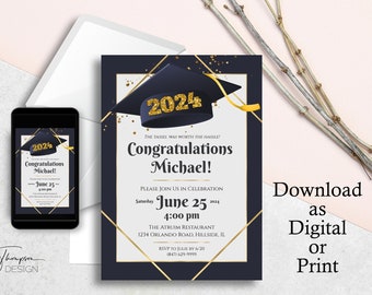 2024 Graduation Announcement, Invitation Template, Graduation Party, 2024 Graduation Party, College Graduation