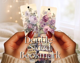 Purple Floral Romantic Gothic Metal Bookmark, Double-Sided Bookmark, 2 for the price of 1!
