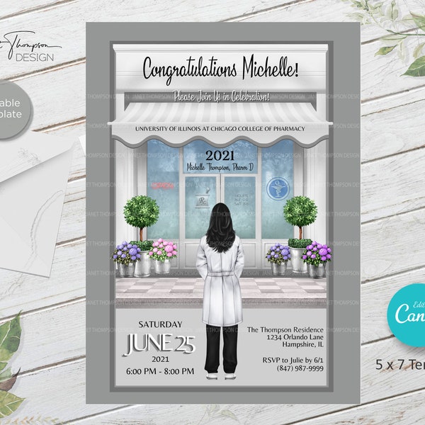 PharmD Graduation Invitation, Pharmaceutical College Graduation, 2021 Pharmacy Graduation Party, College Graduation