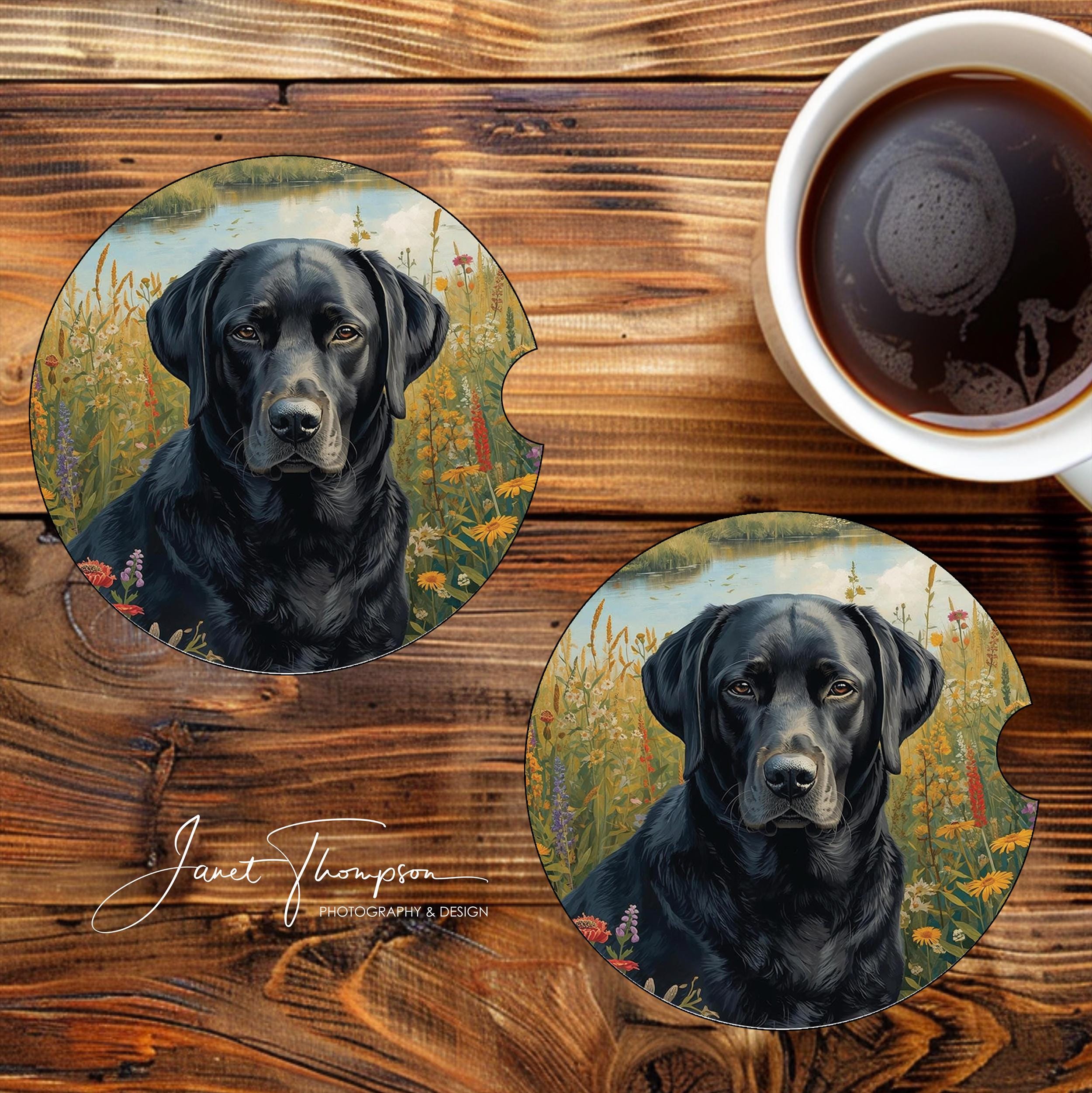 Labrador Coasters Black Labrador Ceramic Car Coasters, Set of 2, Absorbent Sandstone - Etsy