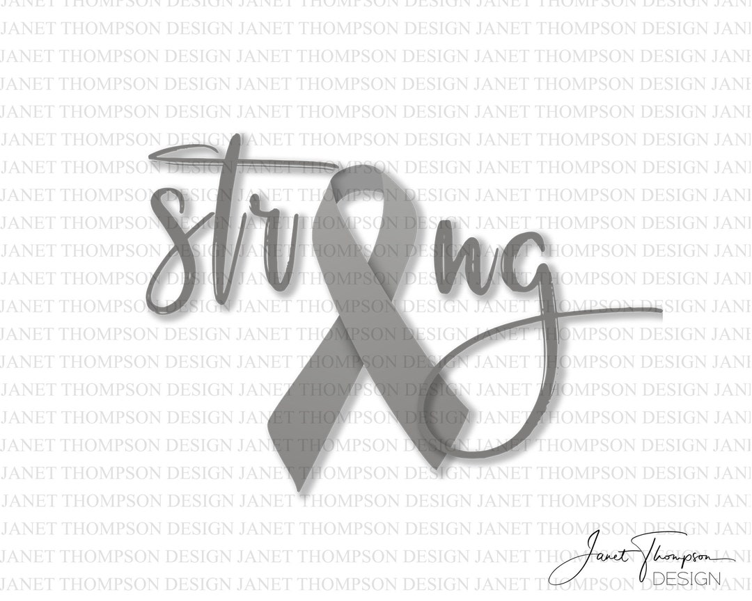 Strong Cancer Ribon STRONG Brain Cancer Awareness Clipart: Gray Ribbon (digital Download ...
