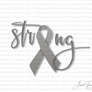 STRONG Brain Cancer Awareness Clipart: Gray Ribbon (Digital Download)