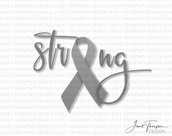 STRONG Brain Cancer Awareness Clipart: Gray Ribbon (Digital Download)