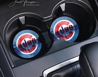 Chicago Cubs Ceramic Car Coasters, Set of 2, Absorbent Sandstone
