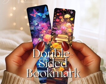 Neon Floral Butterfly Metal Bookmark, Double-Sided Bookmark, 2 Bookmarks for the Price of 1!