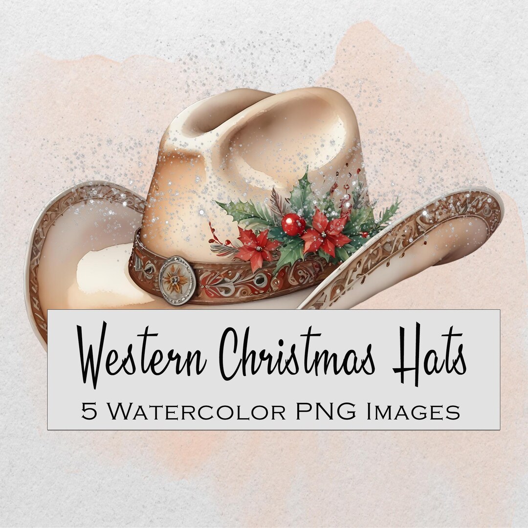 Western Hat Clipart, Christmas Cowboy Hat, Christmas Cowgirl Hat ...