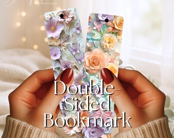 Pastel Quilled Flowers Metal Bookmark, Floral Quill, Double-Sided, 2 Bookmarks for the Price of 1!