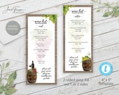 Customizable Wine List Menu Template: Restaurant Drinks (4x9" Digital Download)