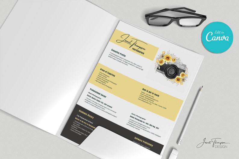 Customizable Resume Editable Resume Template Photographers Resume Custom Resume Professional Resume Template