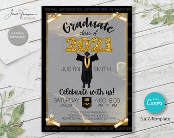 2022 Graduation Announcement, 2022 Graduation Invitation, College Graduation Announcement, Editable Invitation