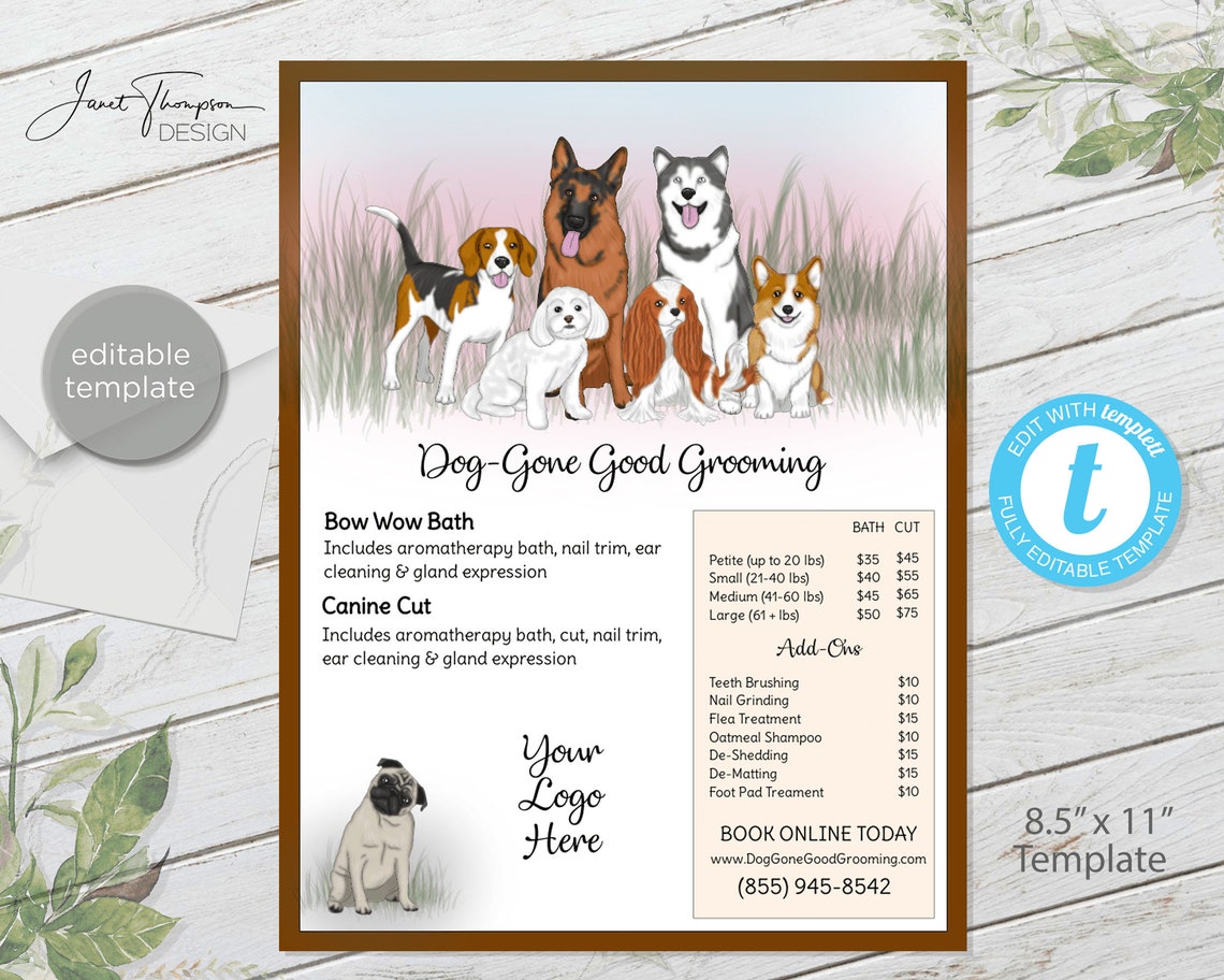 Dog Groomers Service Menu, Pet Grooming, Dog Groomer Service List