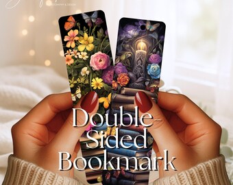 Floral Butterfly Neon Metal Bookmark, Double-Sided Bookmark, 2 Bookmarks for the Price of 1!