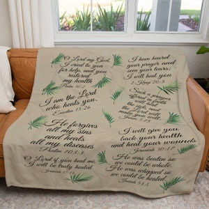 Healing Scriptures Throw Blanket, Prayer For Strength And Healing Blanket, Scriptures Prayer Bible Verse Blanket, Inspirational Bible Verse