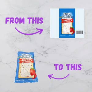 Pop Treat snack wrapper template-Editable template in CANVA