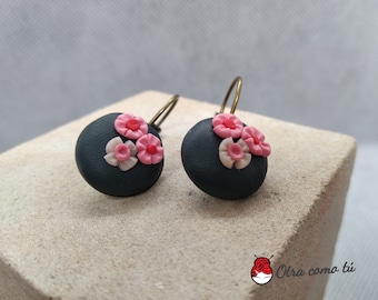 Boucles d'oreilles fimo avec fleurs