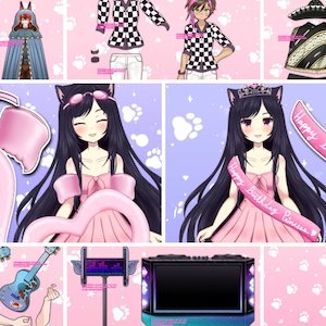 Custom Vtuber Assets/Props! Outfits, Mics, Chairs, Pets (Dogs/Cats), Kemonomimi Ears, Hoodies, Controllers, Instruments, Accessories