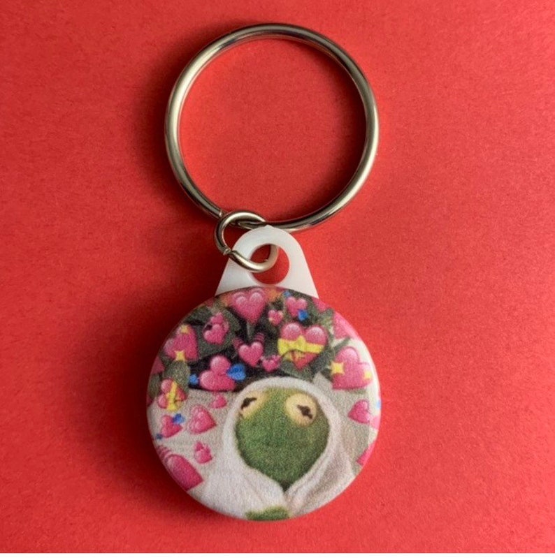 Aesthetic Kermit the frog hearts 25mm Button Keyring Etsy