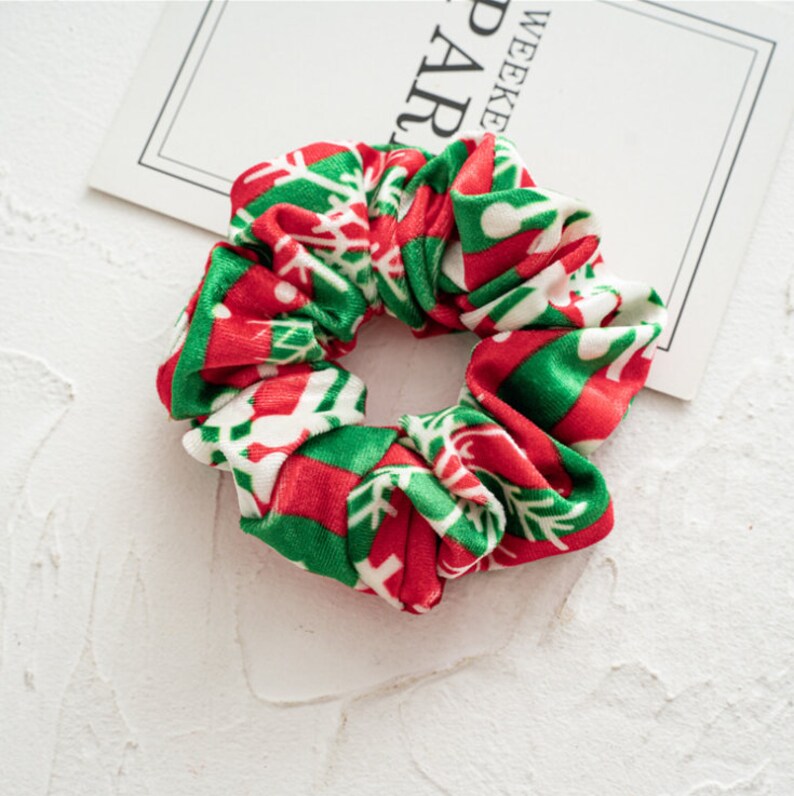 Santa Claus Scrunchie Pack Christmas gift Christmas Hair Scrunchies,snowman scrunchies,snowflake scrunchy,Classic Christmas Scrunchies