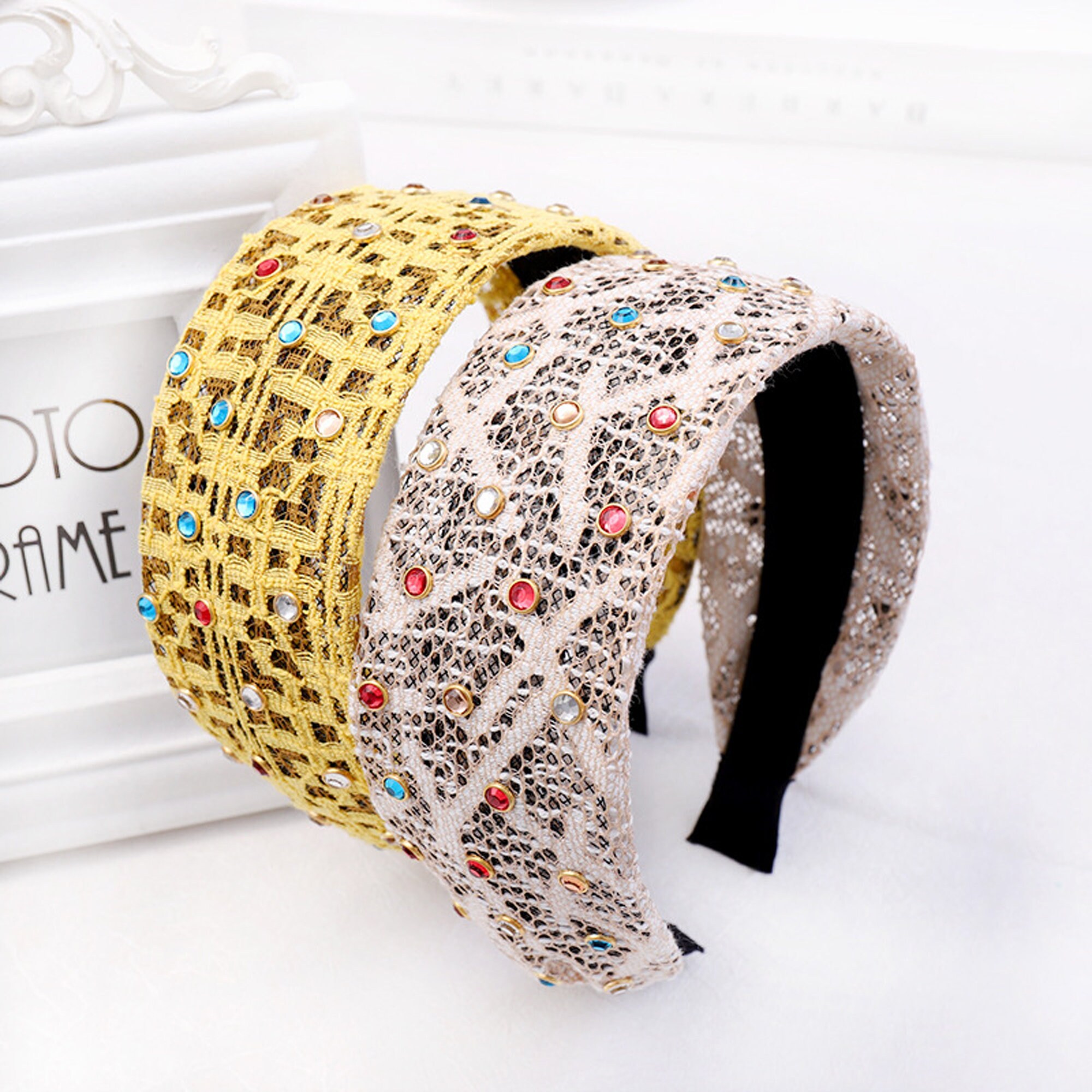 Rhinestones headbandheadbands for women lace | Etsy