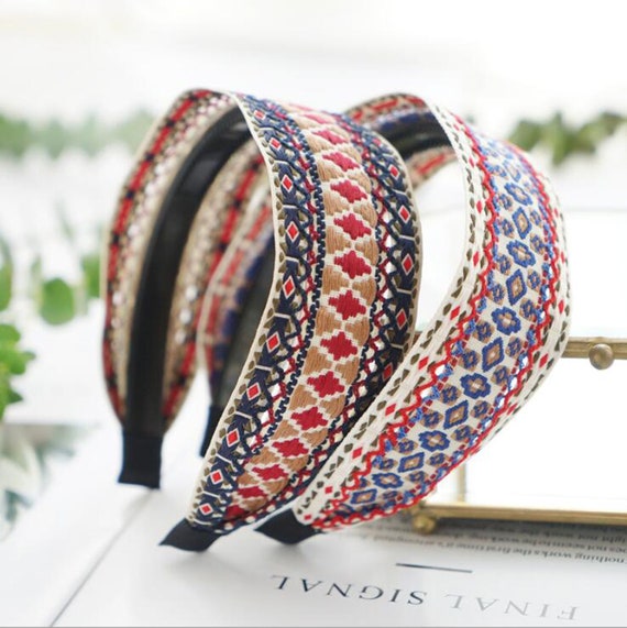 Embroidery Headbandheadbands for Womenbohemian Headbandwide | Etsy