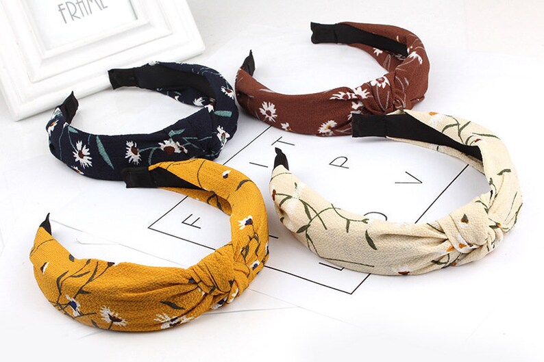 Chrysanthemum Headbands for women,Beautiful print knotted headband,wide headbands for women,Adult headband woman,summer Headbands