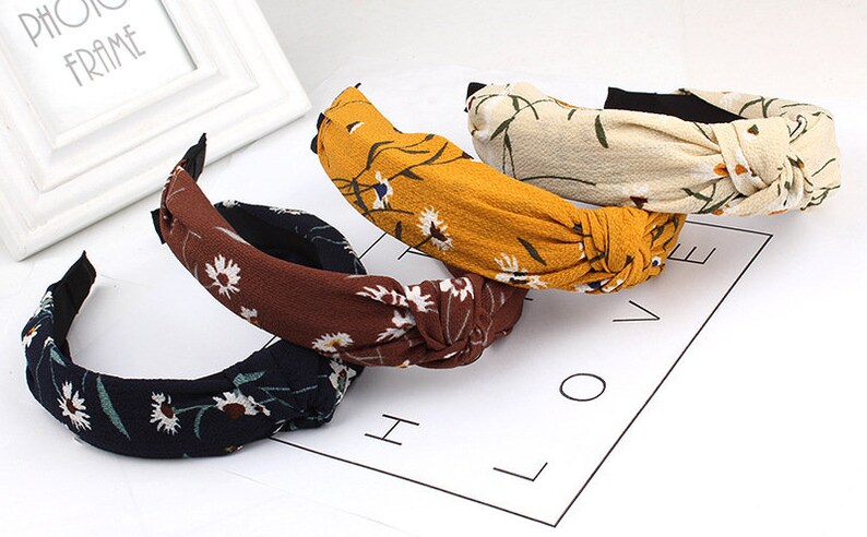 Chrysanthemum Headbands for women,Beautiful print knotted headband,wide headbands for women,Adult headband woman,summer Headbands