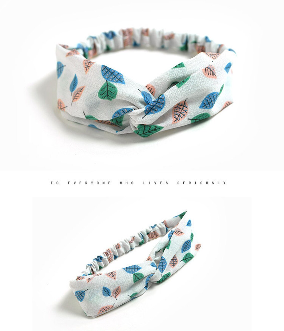 White Knotted Womens Headband / Green Leaf Headband / Etsy