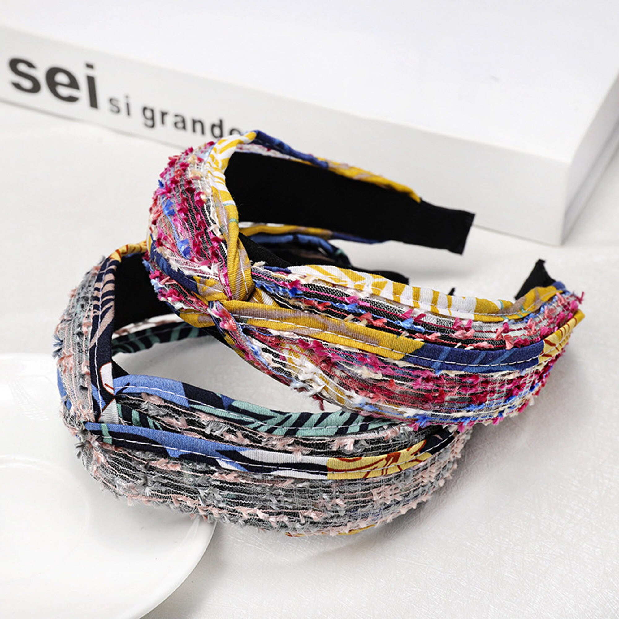 Rainbow tweed headband for womenwide headbandstylish fashion Etsy