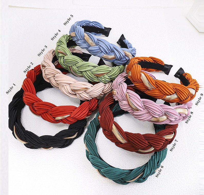 Pink twist knit patter headband,satin braided metal chain hairband,Fall Winter hair accessories casual hairband,usa wedding decoration