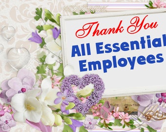 Thank You Essential Workers Yard Sign, Digital Printable