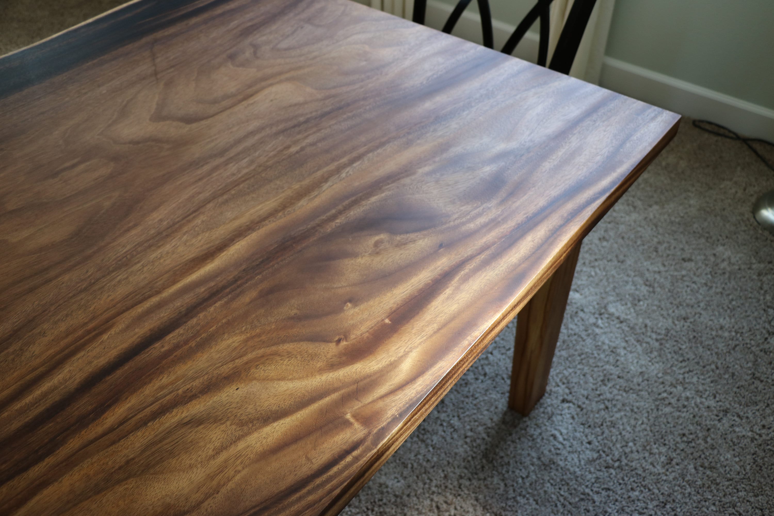 Raintree parota Dining Table With Live Edge 48 Wide and 2 Solid