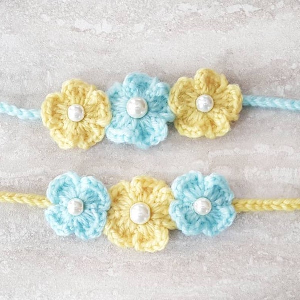 Blue and Yellow Floral Headband-Set of 2/ Headband with Flowers/ Floral Hair Accessories/ Floral Hair Piece