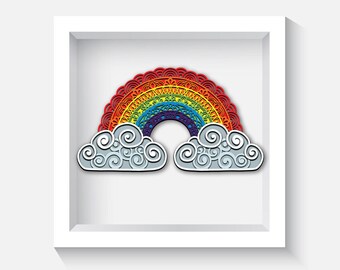 Download Clip Art Zentangle Papercut Digital Download 3d Layered Rainbow Mandala Svg 17 Layers Multilayered Cut File Art Collectibles