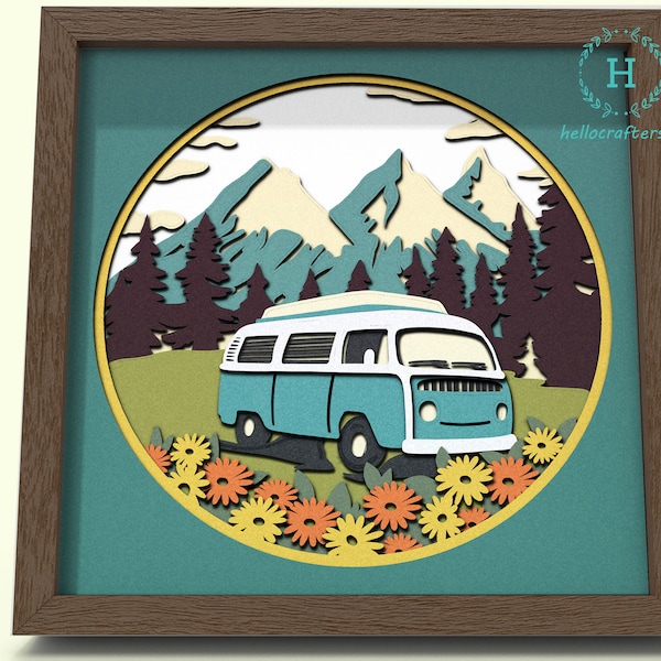 3D CAMPING Svg, CAMPING Shadow Box Svg - Cricut Files, Cardstock Svg, Silhouette Files - HelloCrafterSvg