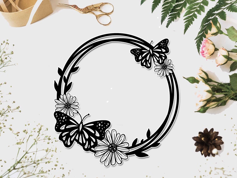 Download Floral monogram svg Butterfly svg butterfly wreath svg | Etsy