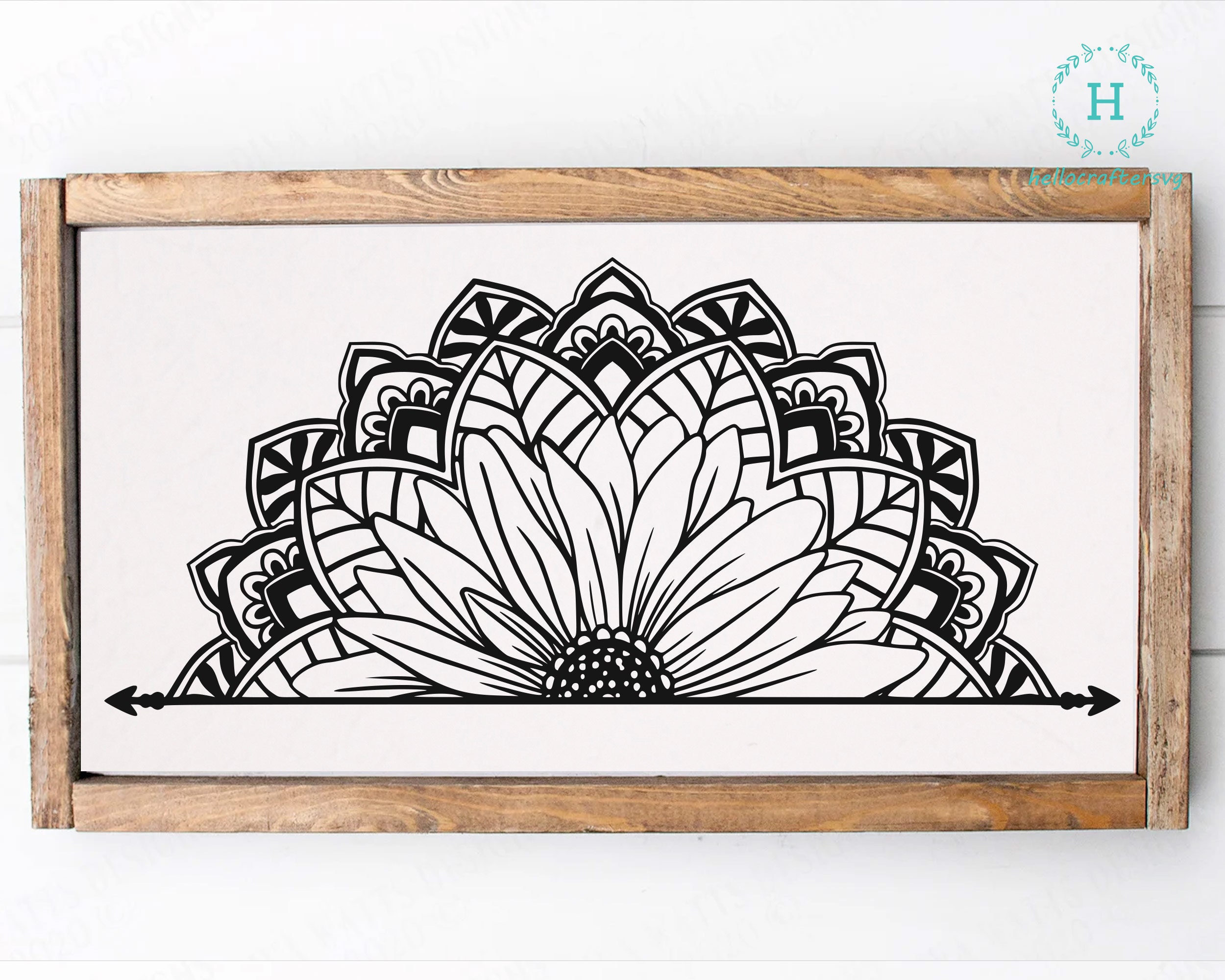 Half Mandala Svg Half Daisy Sunflower Mandala Svg Half - Etsy