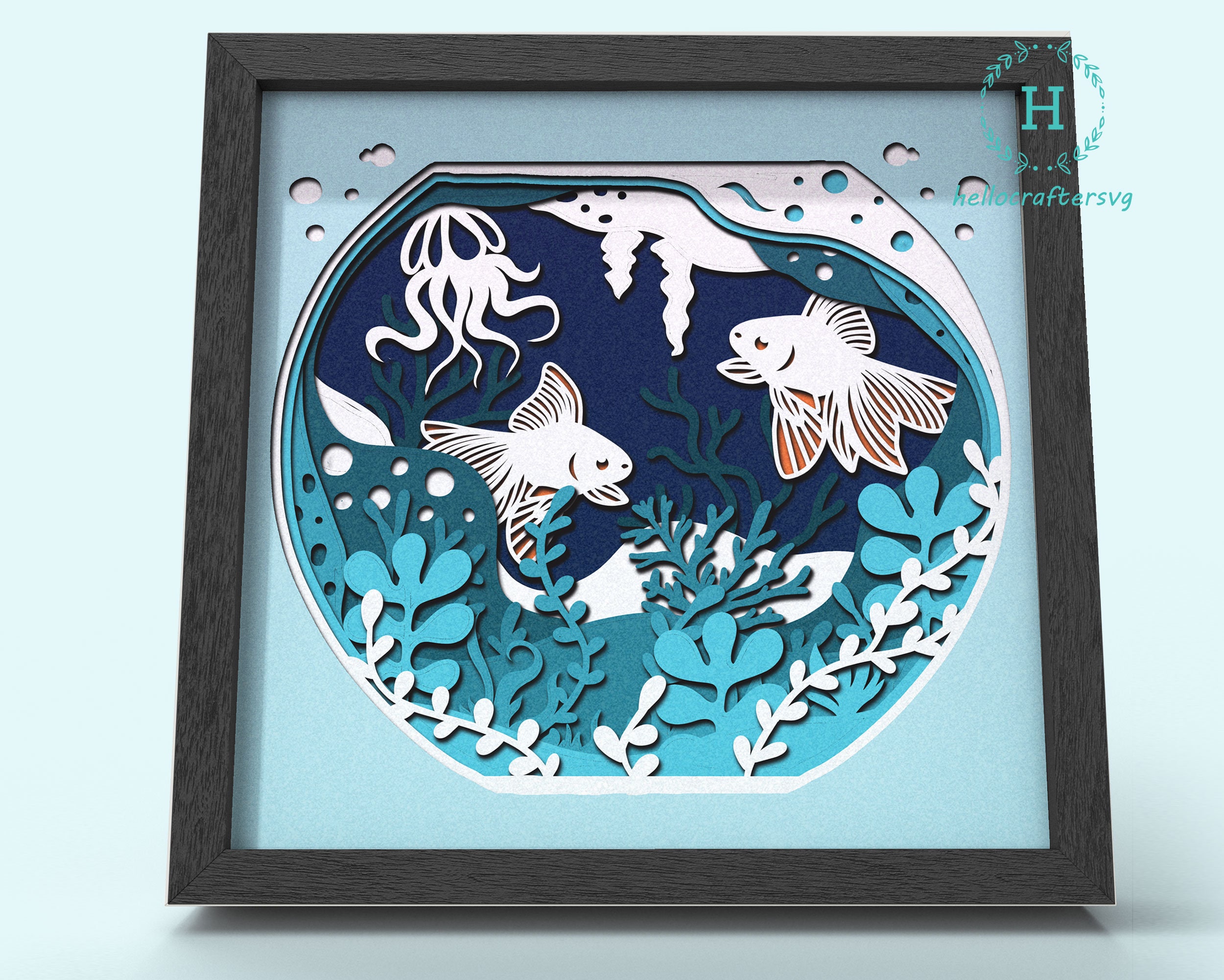 3d FISH Svg Fish Aquarium Shadow Box Svg Cricut Files Etsy Australia