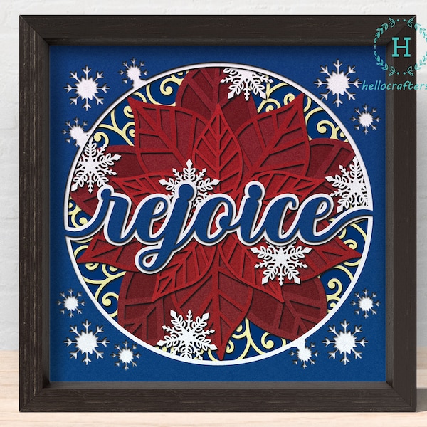 3D REJOICE SVG, Christmas Shadow Box Svg, Cricut Files, Cardstock Svg, Silhouette Files - HelloCrafterSvg.