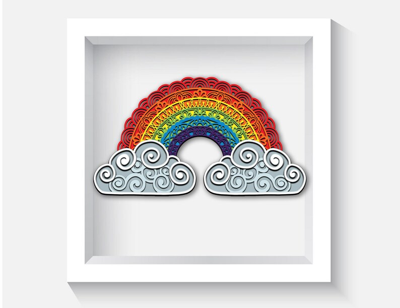 Download Scrapbooking Paper Party Kids 3d Rainbow Shadow Box Cricut Svg Multilayer Mandala Svg Glowforge Files Rainbow Layered Svg Rainbow Sign Svg Laser Cut Files