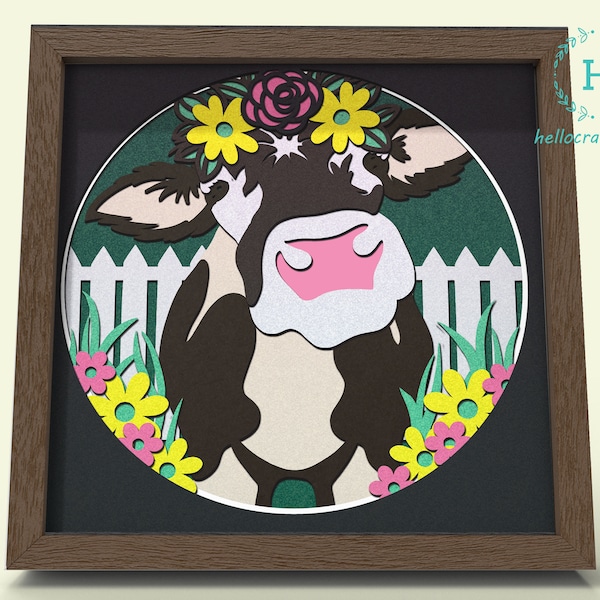 3d FLORAL COW Svg, Cow Shadow Box Svg - Cricut Files, Cardstock Svg, Silhouette Files - HelloCrafterSvg 3d FLORAL COW Svg, Cow Shadow Box Svg - Cricut Files, Cardstock Svg, Silhouette Files - HelloCrafterSvg