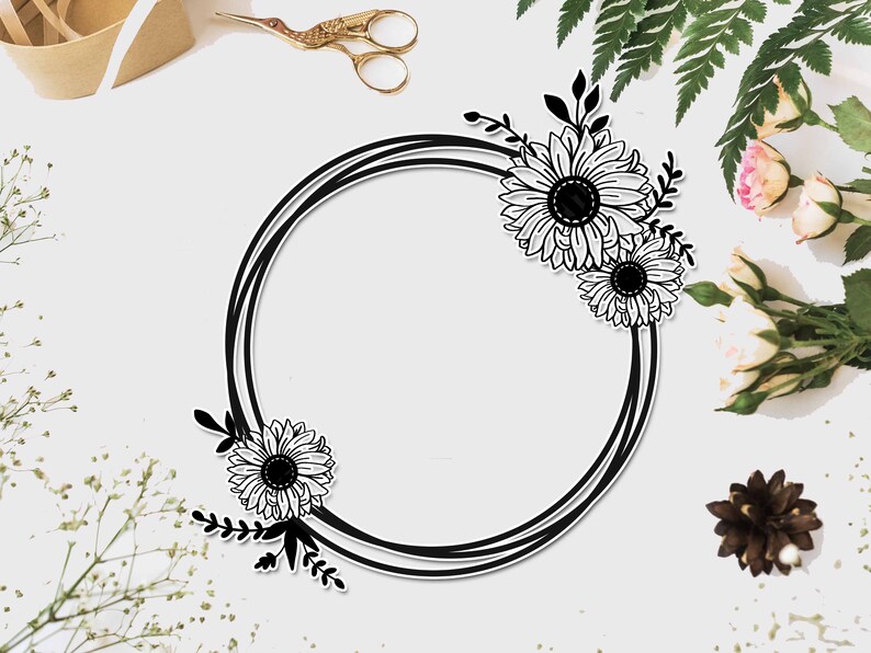 Download Floral wreath svg flower wreath svg monogram frame svg | Etsy