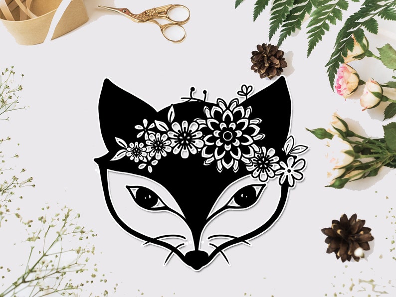 Download Art Collectibles Clip Art Fox Svg Fox Mandala Svg For Cricut Silhouette Floral Fox Head Svg Fox Cut File
