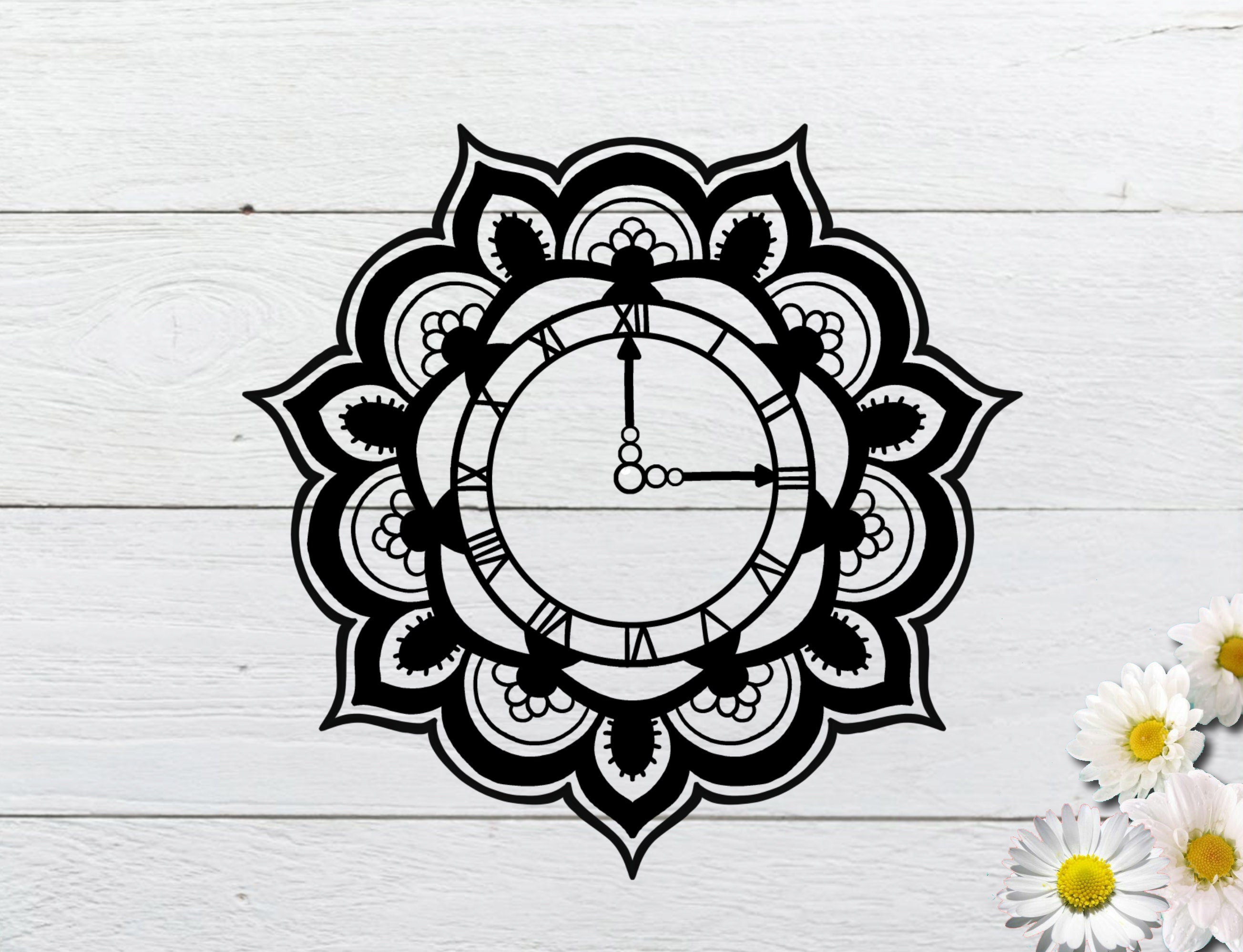 Download Clock Svg Mandala Clock Svg Alarm Clock Svg For Cricut Etsy