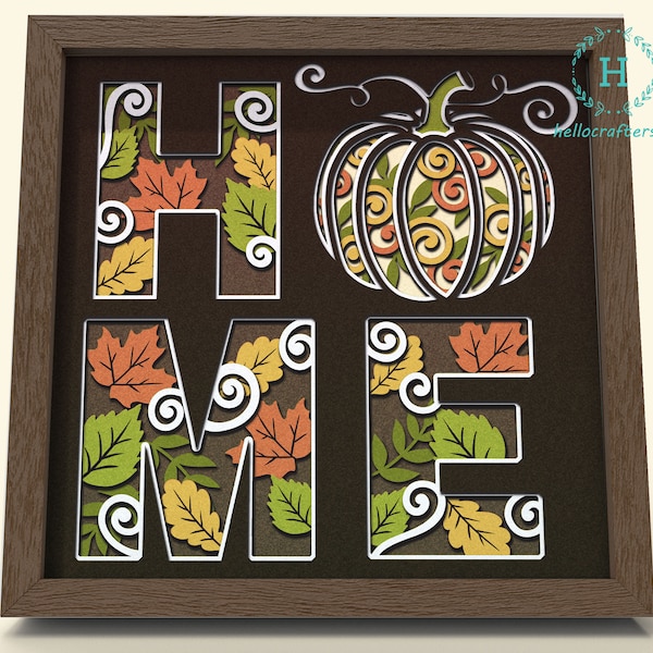 3d PUMPKIN HOME Svg, FALL Shadow Box Svg - Cricut Files, Cardstock Svg, Silhouette Files - HelloCrafterSvg