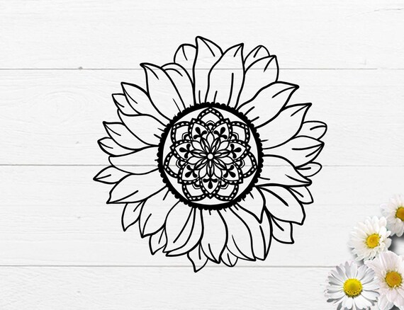 Download Mandala Sunflower Svg Zentangle Sunflower Svg Sunflower Cut Etsy