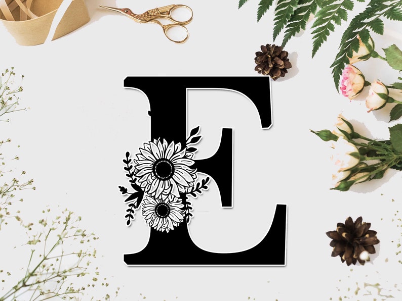 Download Floral Font Svg For Cricut Botanical Alphabet Floral Alphabet E Svg Floral Font Svg Sunflower Svg Monogram Font Svg Clip Art Art Collectibles Kromasol Com