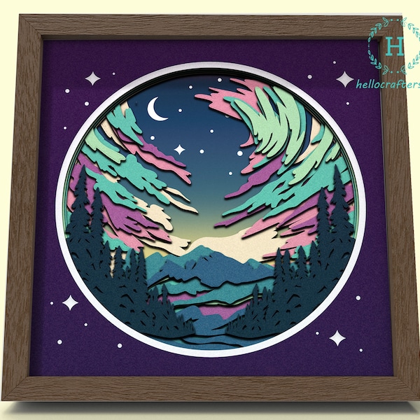 3D NORTHERN Light, NORTHERN LIGHT Shadow Box Svg - Cricut Files, Cardstock Svg, Silhouette File - HelloCrafterSvg 3D NORTHERN Light, NORTHERN LIGHT Shadow Box Svg - Cricut Files, Cardstock Svg, Silhouette File - HelloCrafterSvg