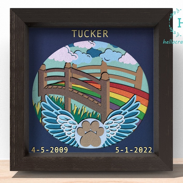 Customizable 3D Rainbow Bridge Pet Memorial Shadow Box Svg - Cricut Files, Cardstock Svg, Silhouette Files - HelloCrafterSvg Customizable 3D Rainbow Bridge Pet Memorial Shadow Box Svg - Cricut Files, Cardstock Svg, Silhouette Files - HelloCrafterSvg